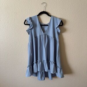 Altar'd State Light Blue Babydoll Ruffle Dress Size Medium
